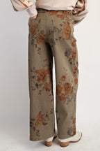 Flower Print Twill Pants