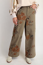 Flower Print Twill Pants