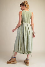 Woven Mixed Cargo Maxi Dress