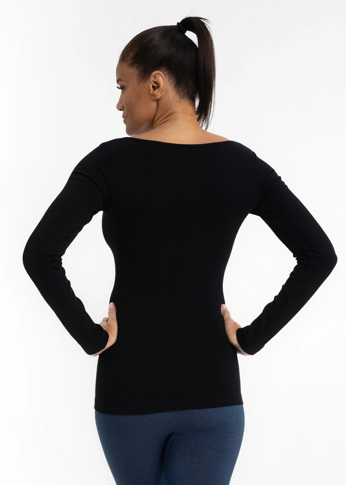 Ribbed Reversible Long Sleeve Top