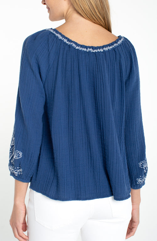 3/4 Sleeve Woven Top