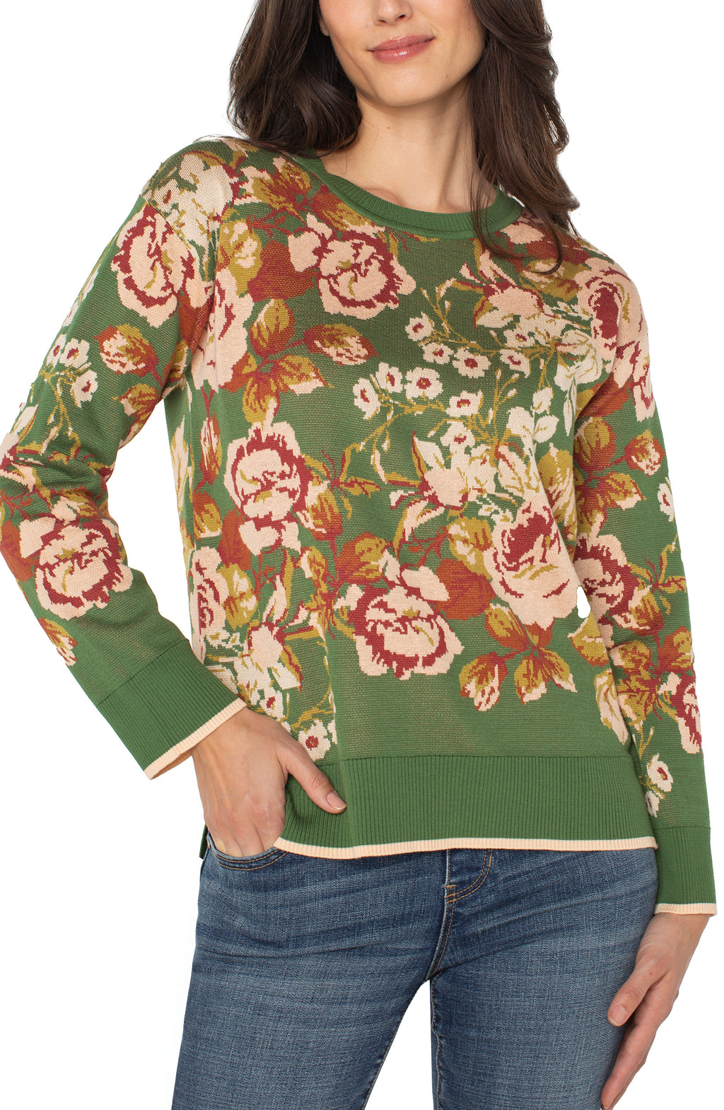 Crew Neck Floral Sweater