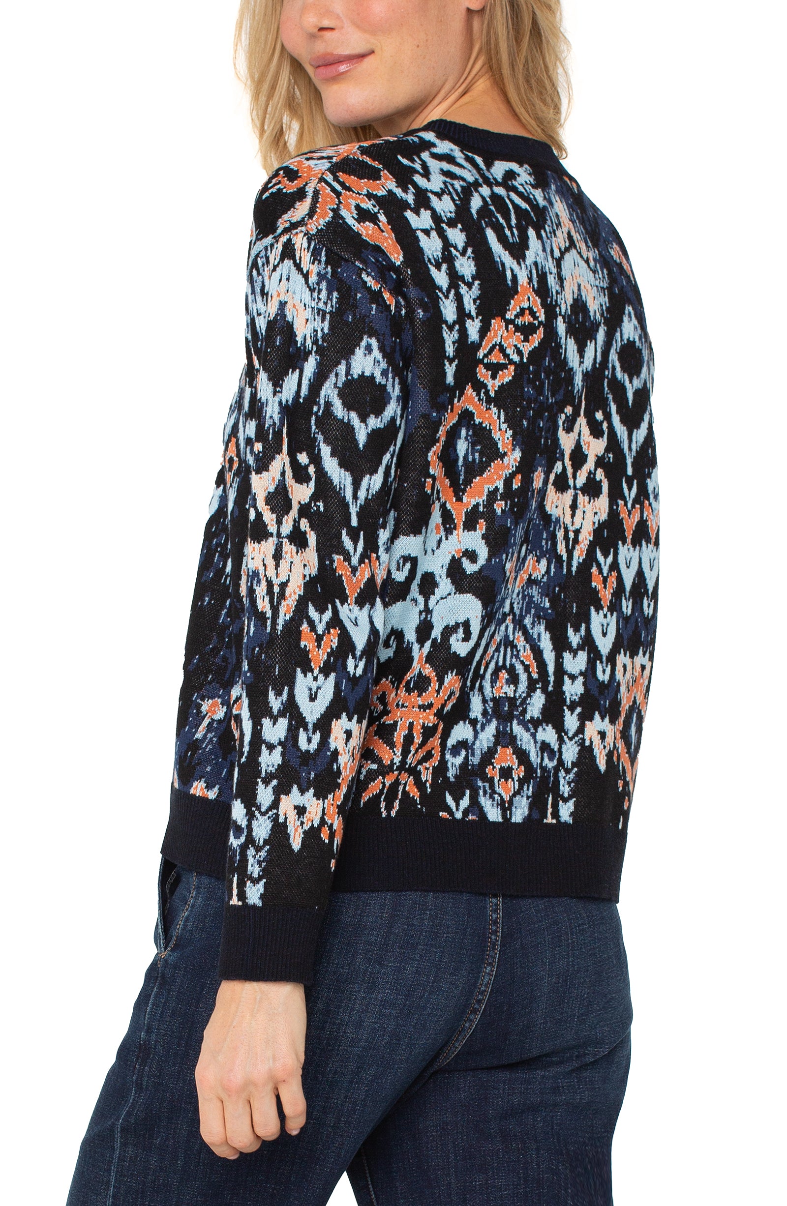 Dropped Shoulder Jacquard Sweater