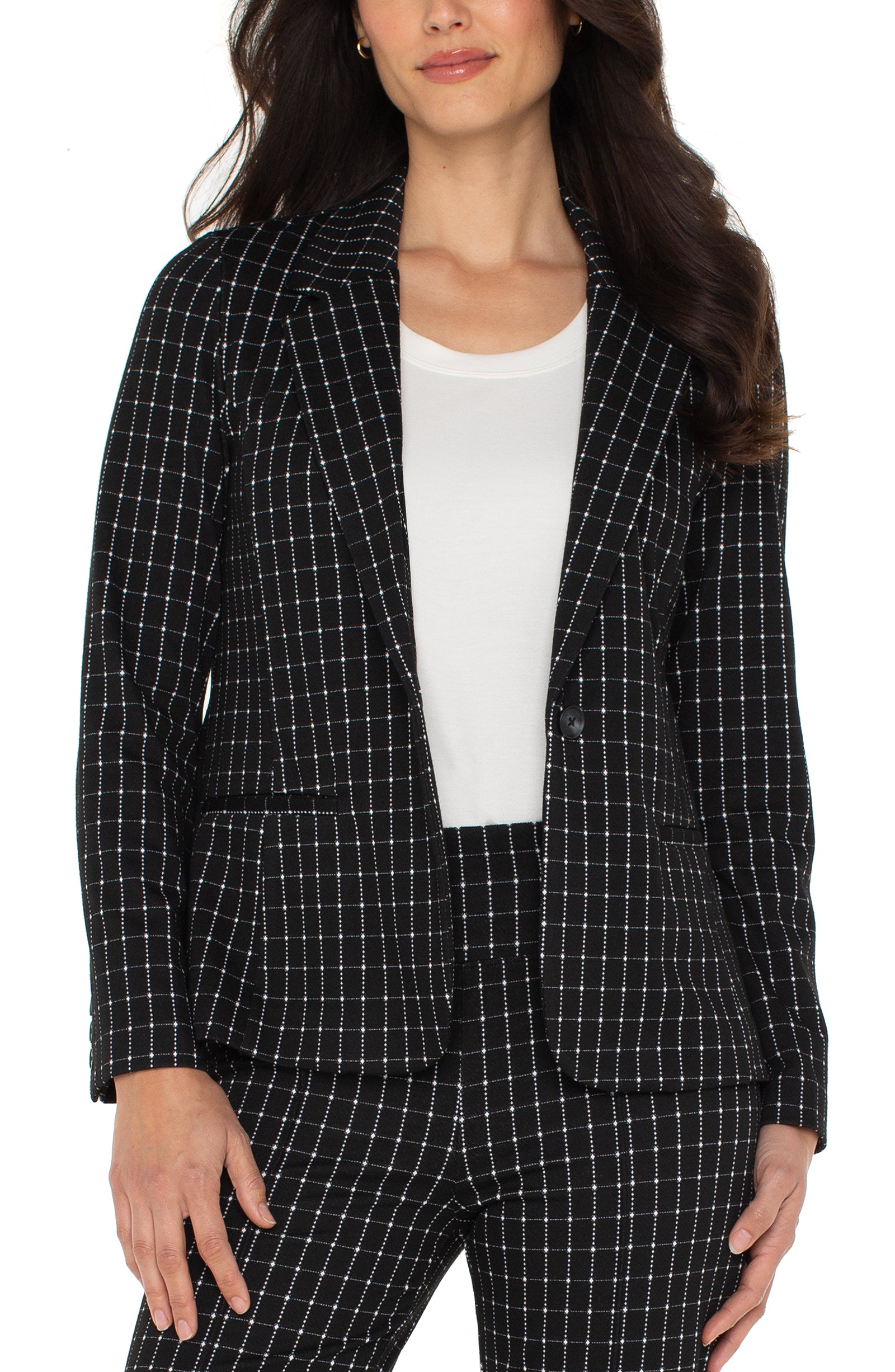 Fitted Window Pane Blazer