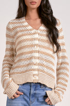 Tan Stripe Cardigan