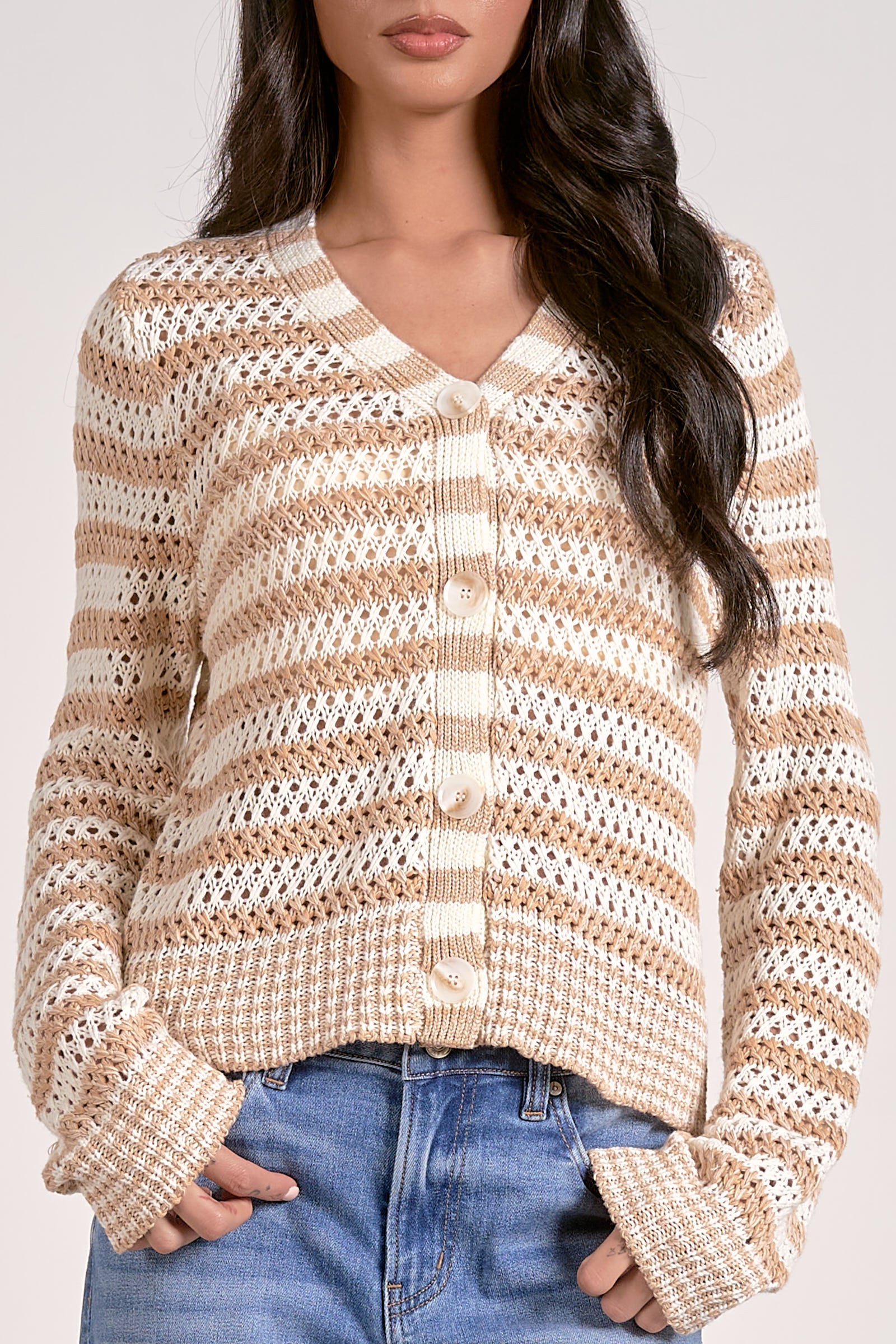 Tan Stripe Cardigan