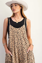 Animal Print Terry Knit Jumpsuit