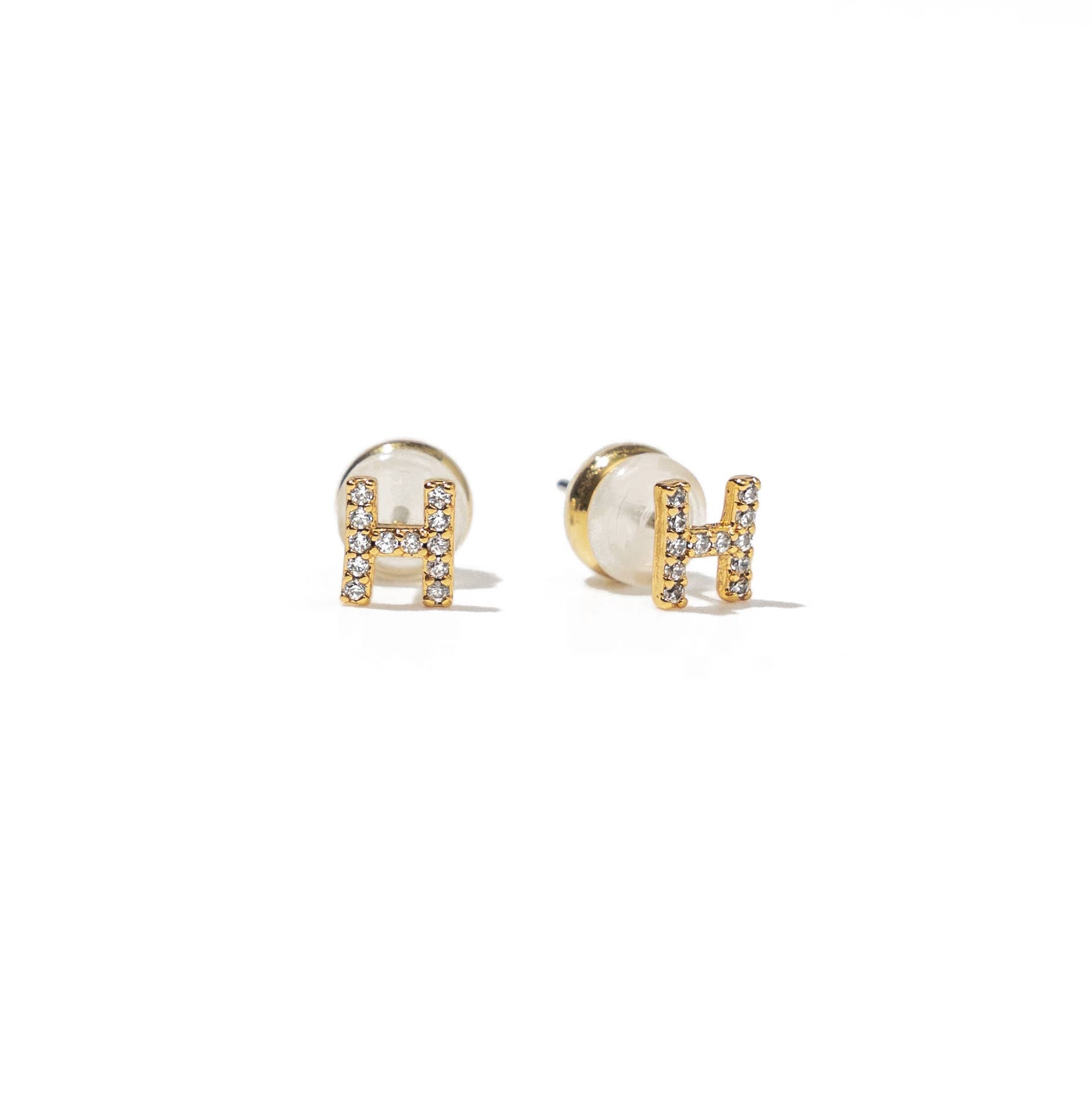 18K Gold Shiny Initial Studs