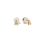 18K Gold Shiny Initial Studs