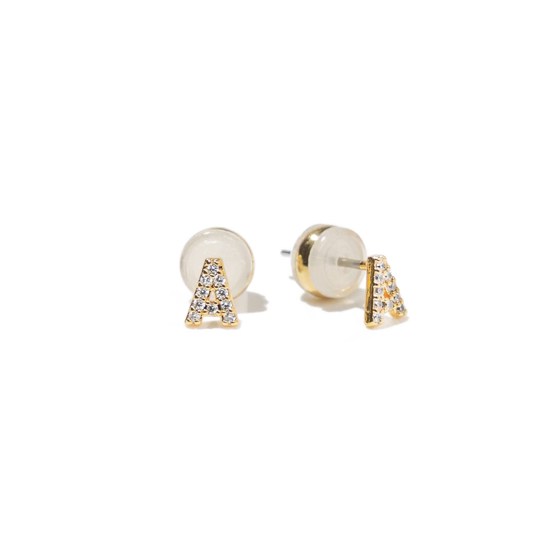 18K Gold Shiny Initial Studs
