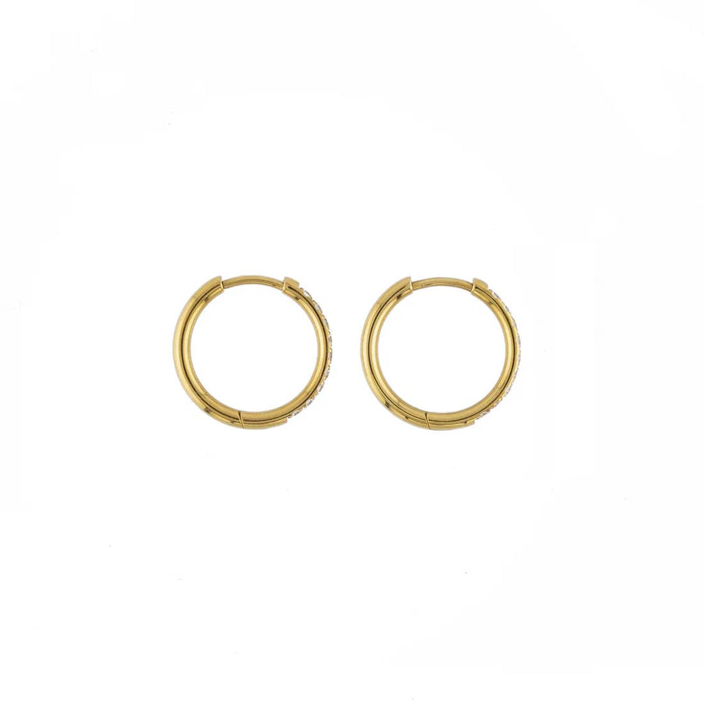Gold Diamond Hoops - 18mm