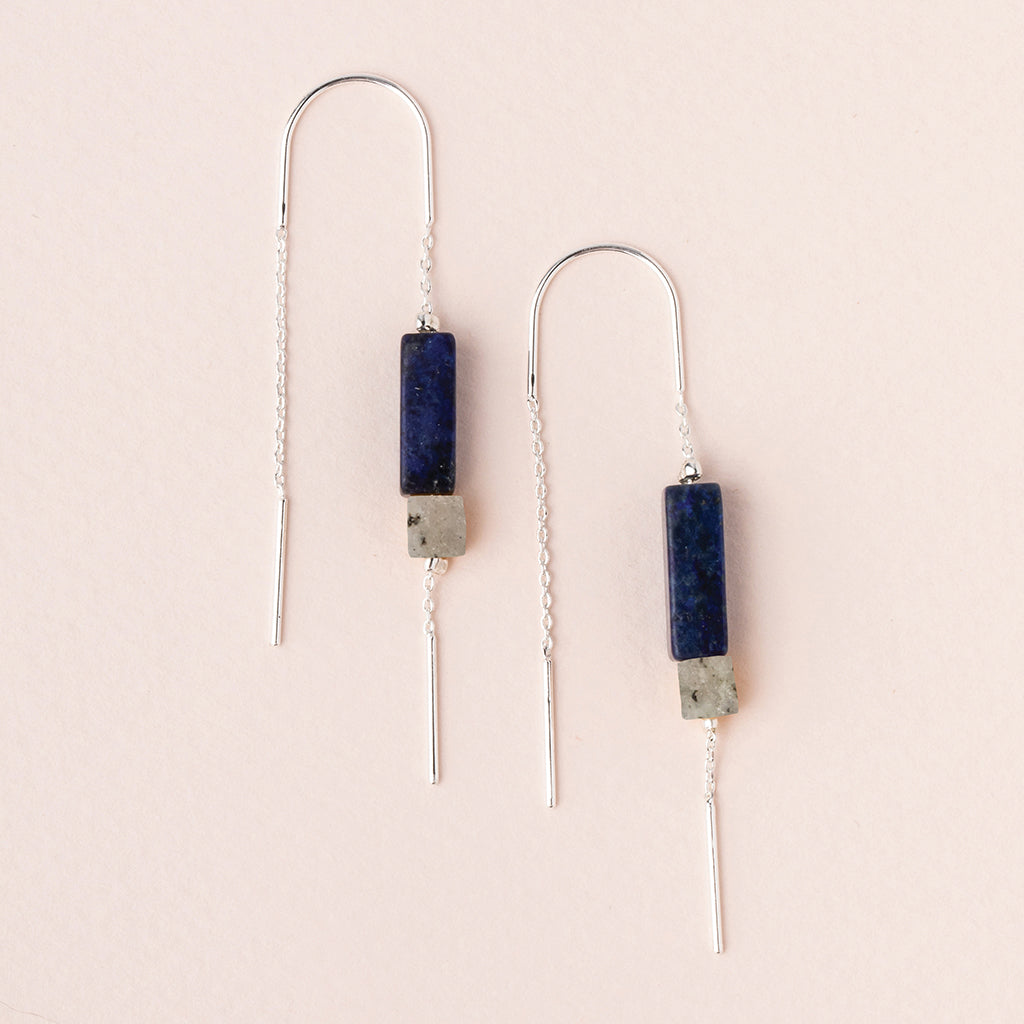 Rectangle Stone Lapis Earring