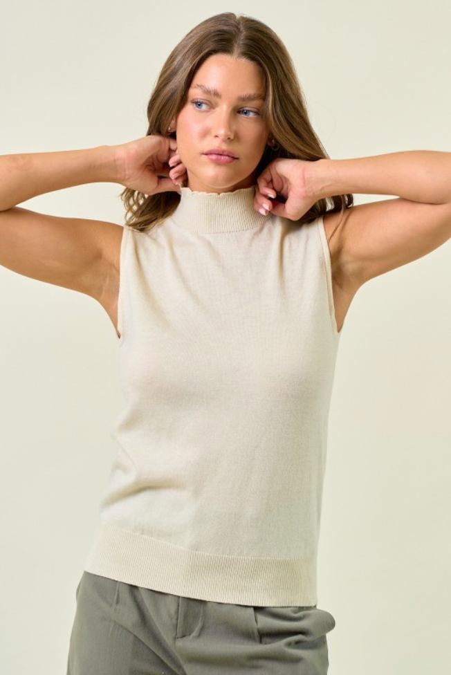 Basic Mock Neck Sweater Top