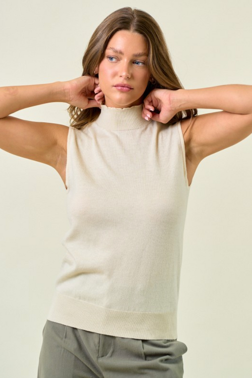 Basic Mock Neck Sweater Top