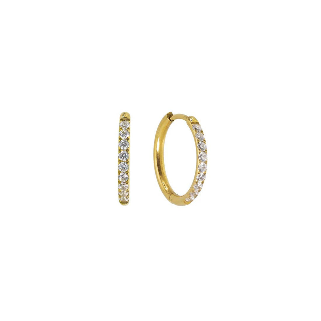 Gold Diamond Hoops - 18mm