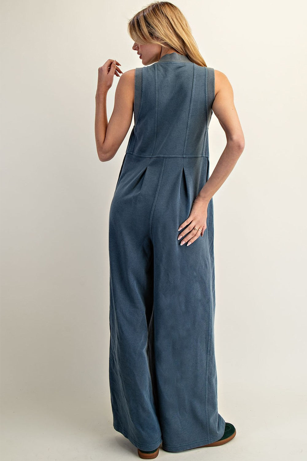 Mineral Washed Zipper Jumpsuit