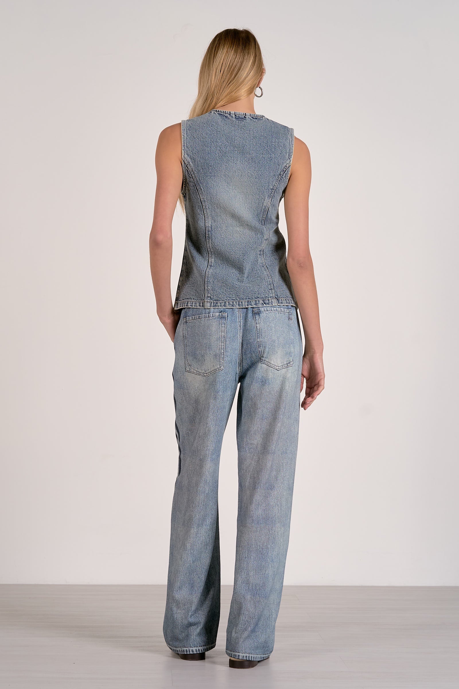 Denim Washed Vest Top