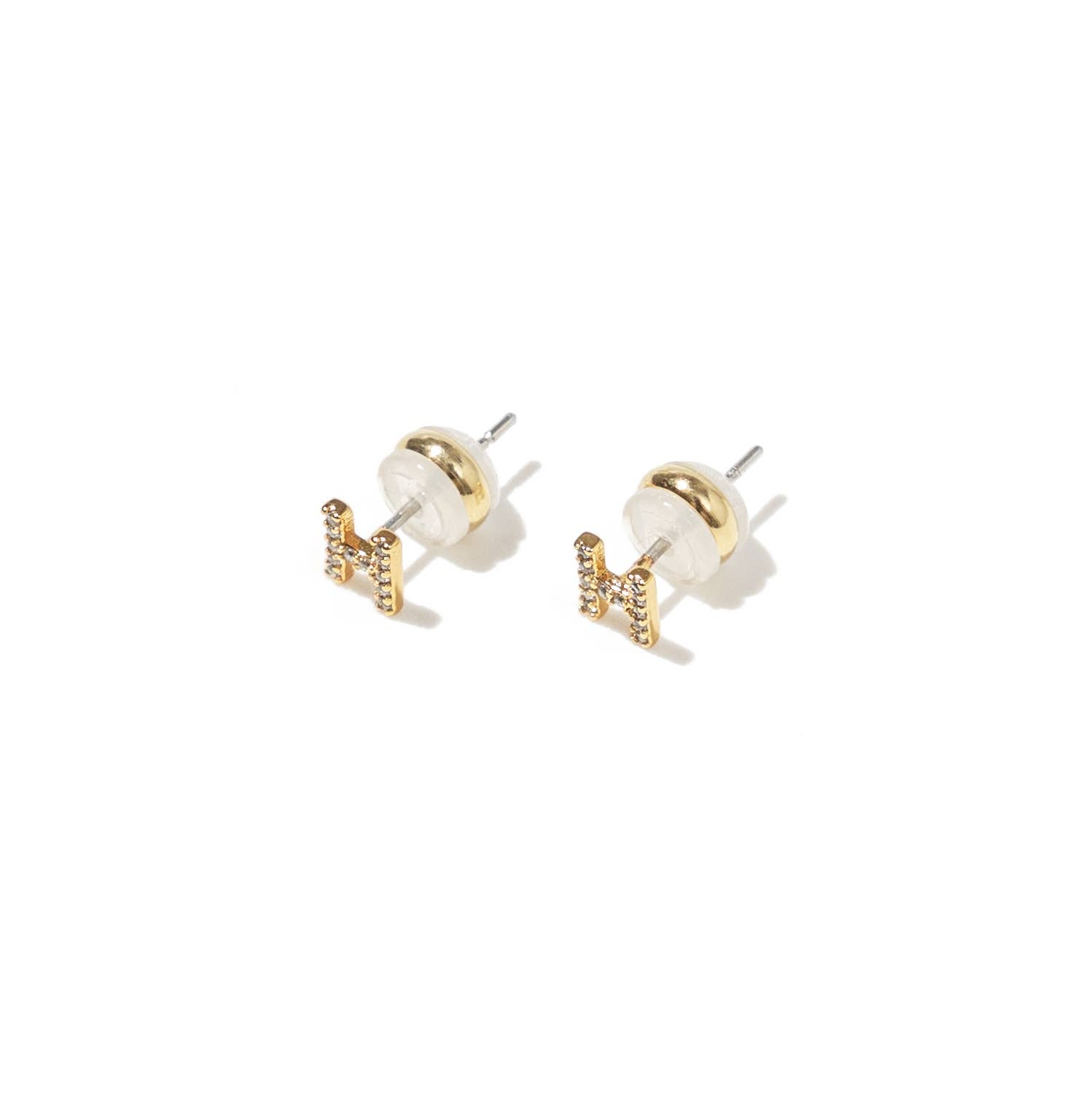 18K Gold Shiny Initial Studs