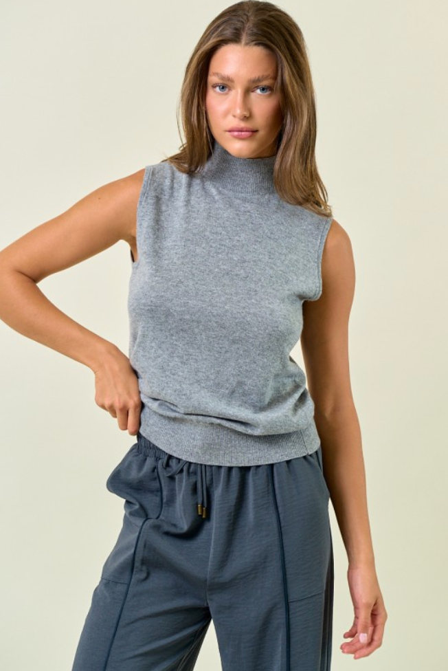 Basic Mock Neck Sweater Top