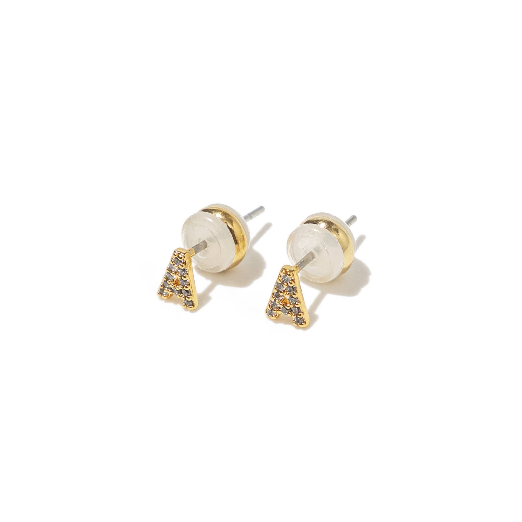 18K Gold Shiny Initial Studs