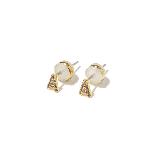 18K Gold Shiny Initial Studs