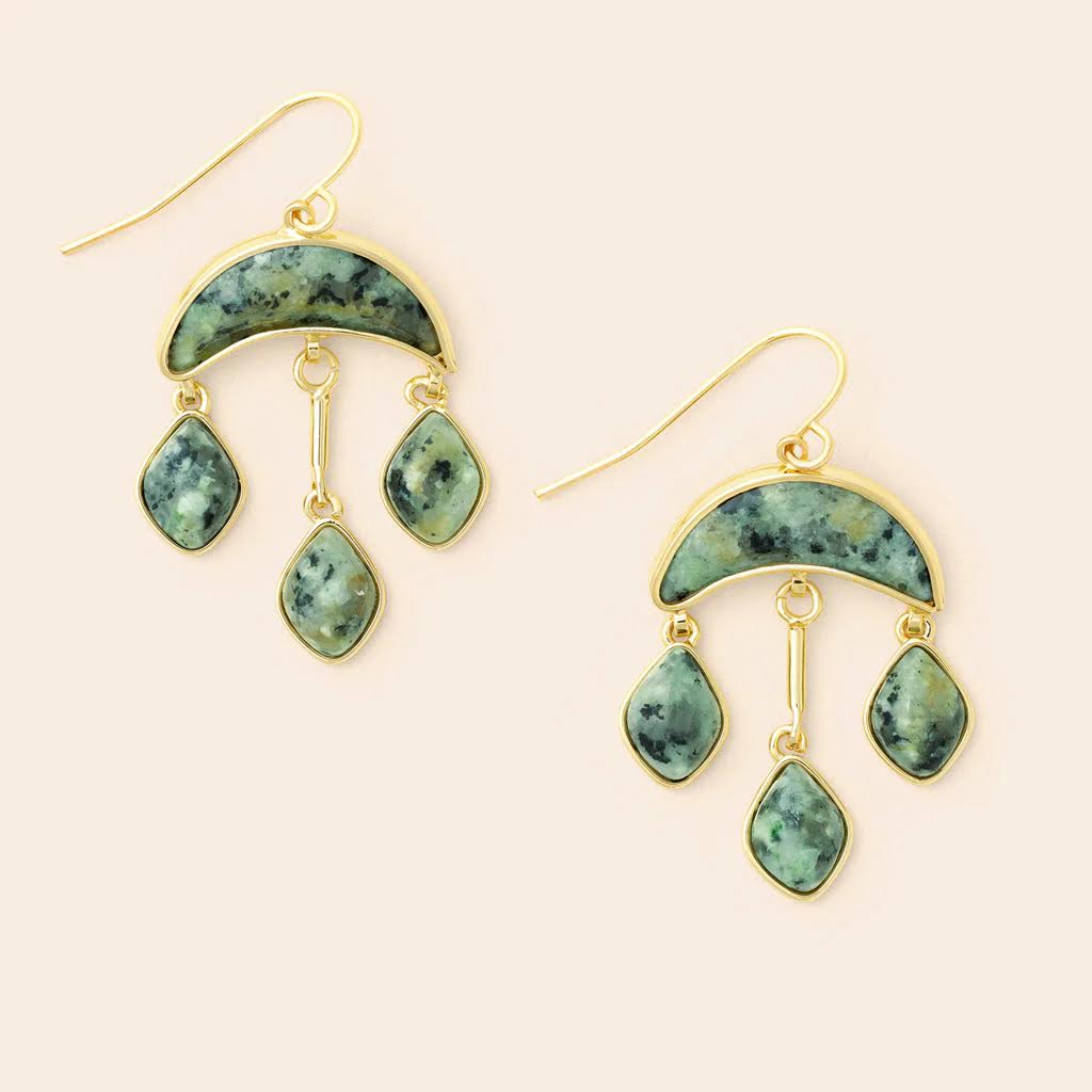 Stone Crescent Drop Earring