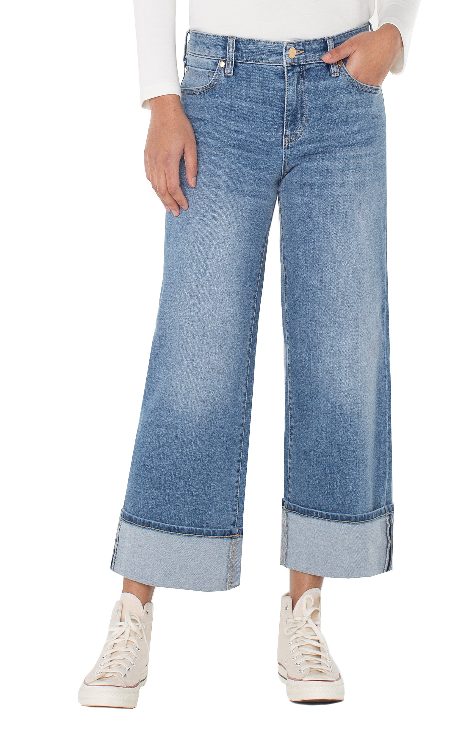 Morgan Cuffed Wide Leg Jean