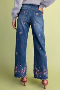 Floral Embroidered Denim Pants