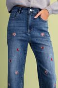 Floral Embroidered Denim Pants