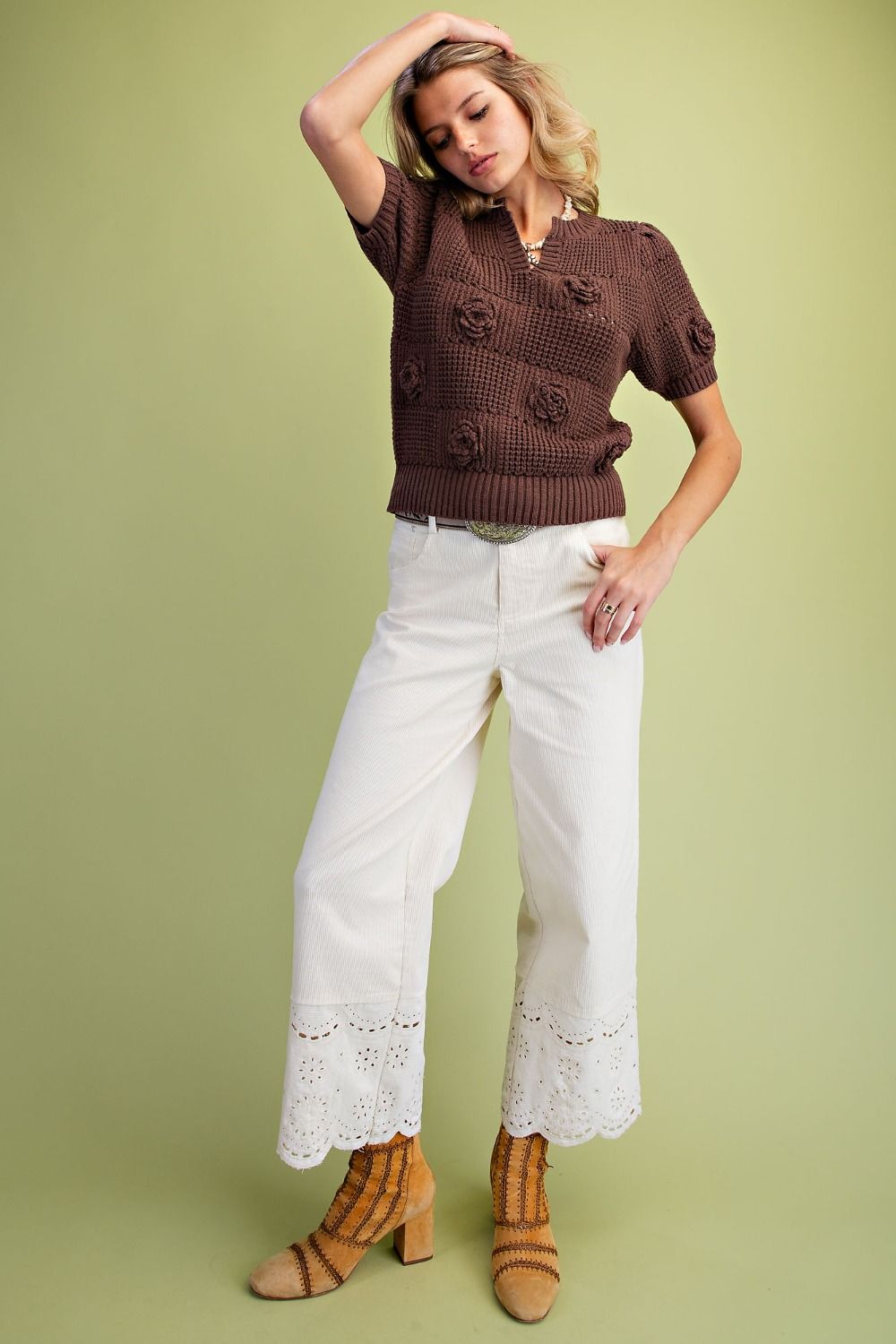 Crochet Floral Knit Top