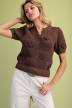 Crochet Floral Knit Top