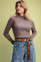 Mock Neck Rib Knit Top