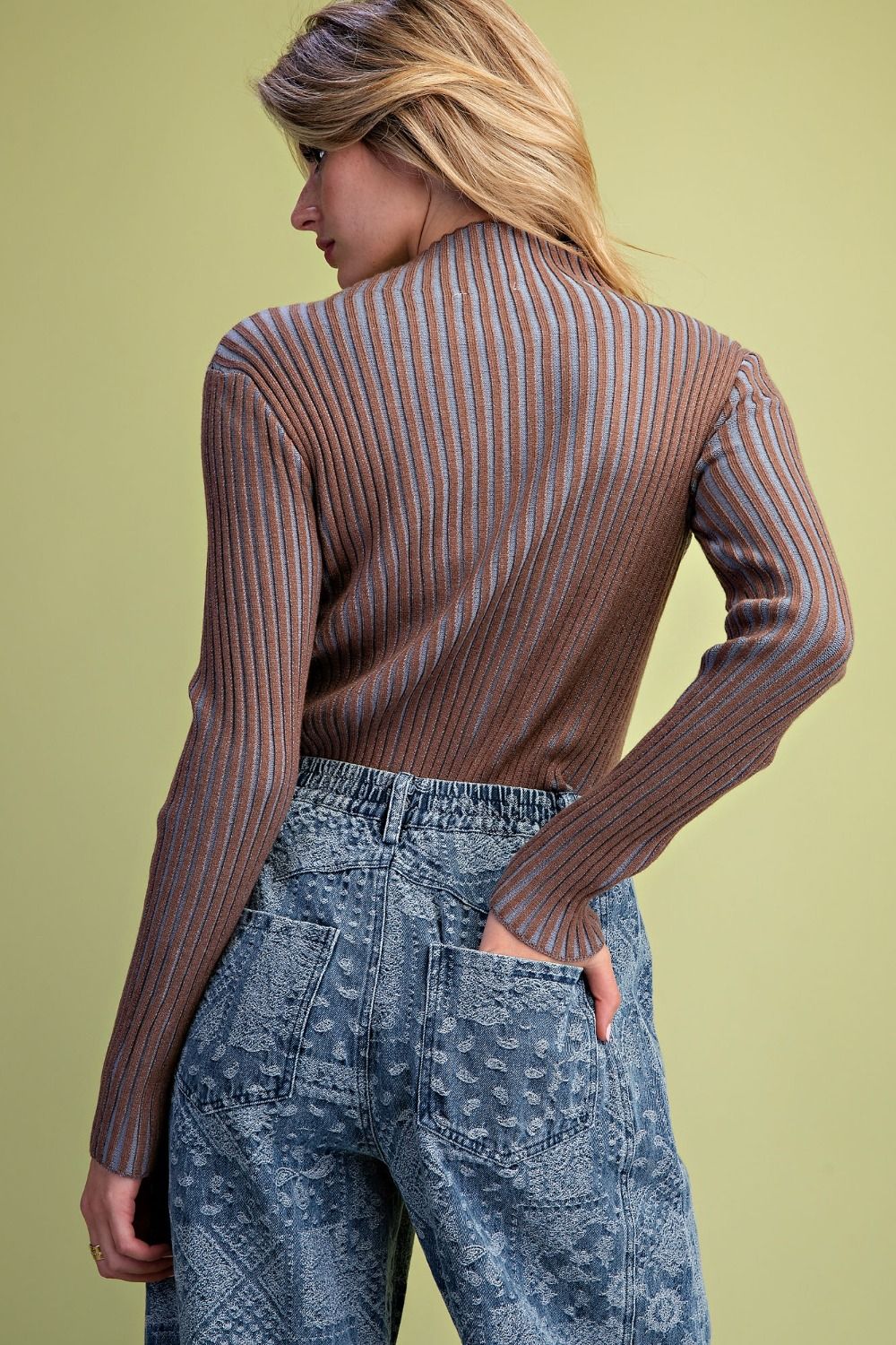 Mock Neck Rib Knit Top