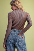 Mock Neck Rib Knit Top