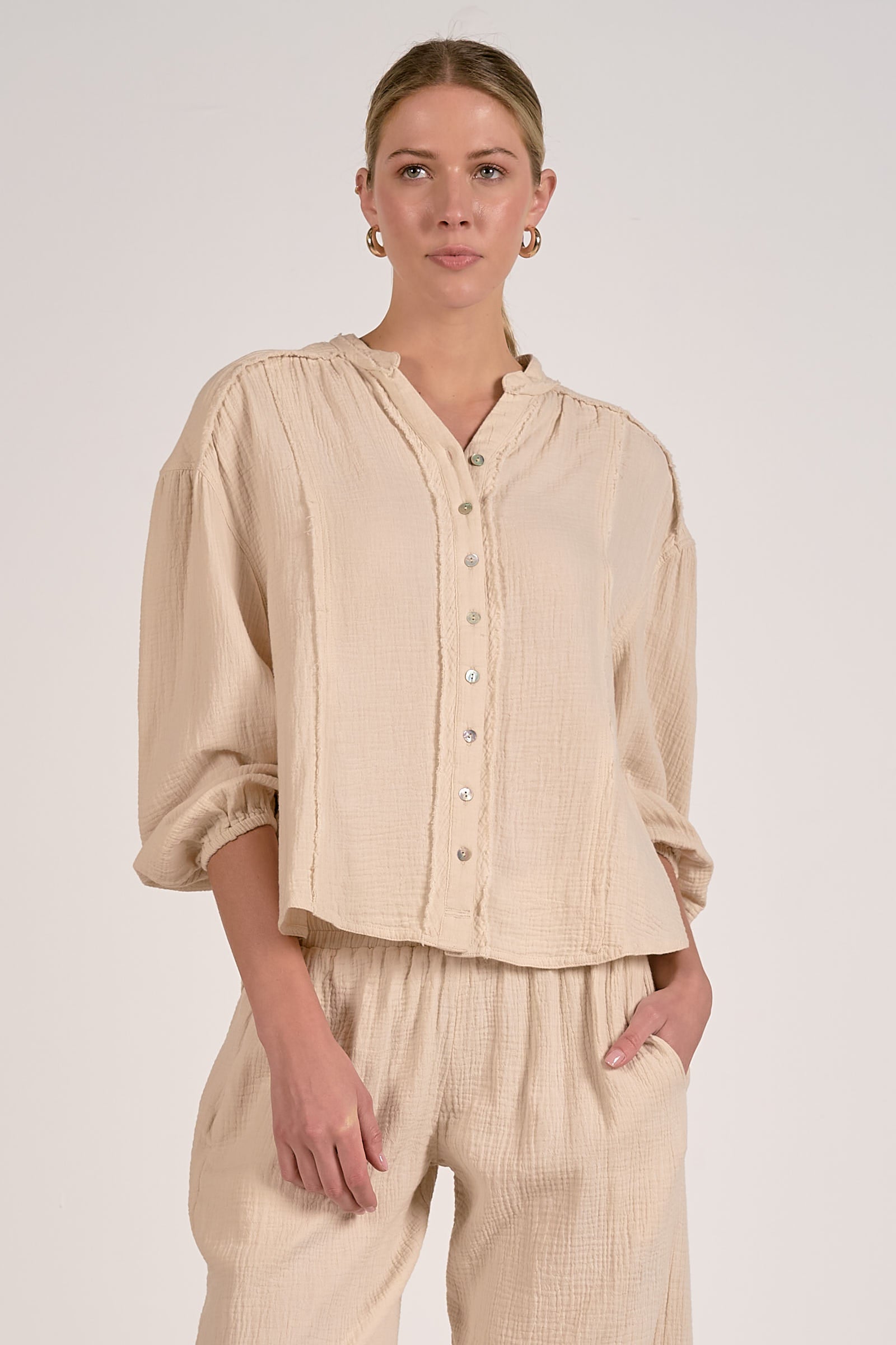 Gauze Button Down Top