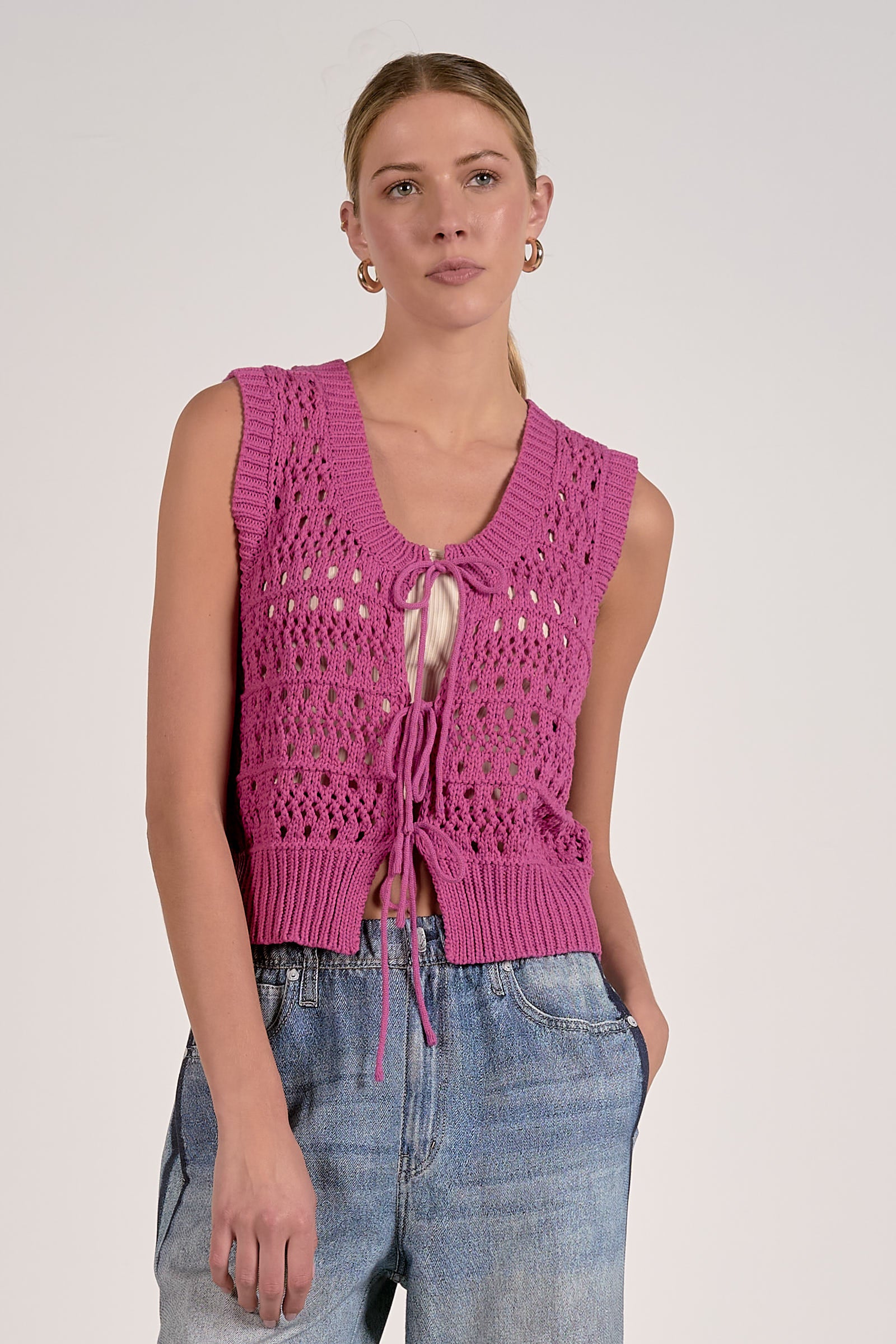 Tie Front Sweater Vest