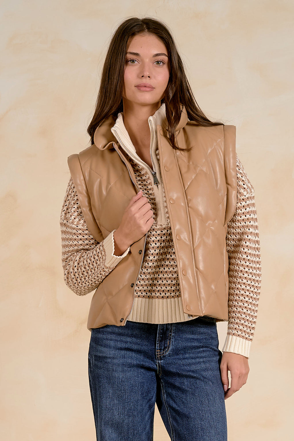 Diamond Stitch PU Vest