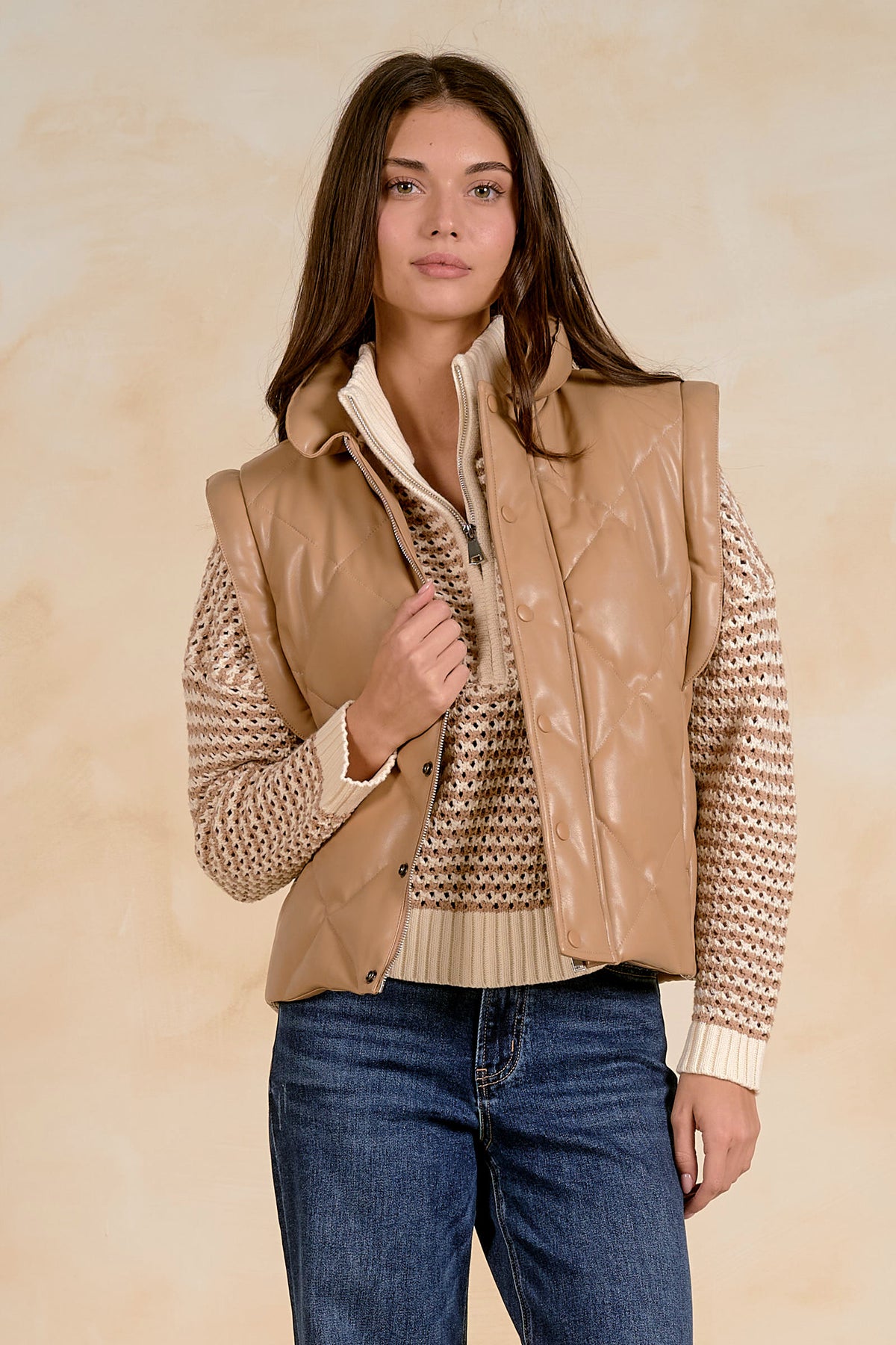 Diamond Stitch PU Vest