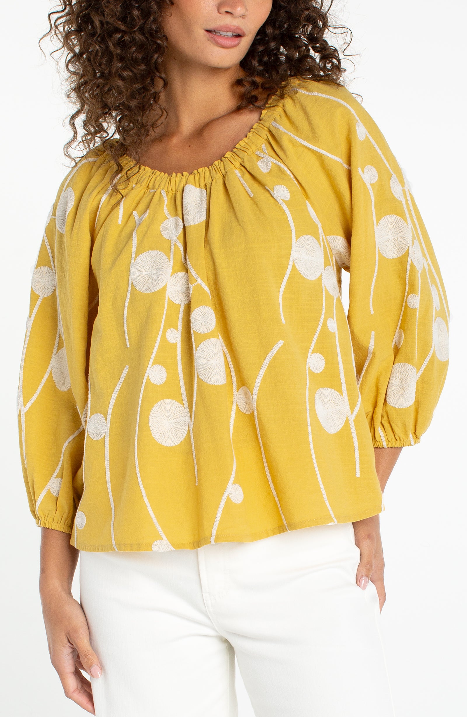 3/4 Sleeve Woven Blouse