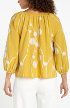 3/4 Sleeve Woven Blouse
