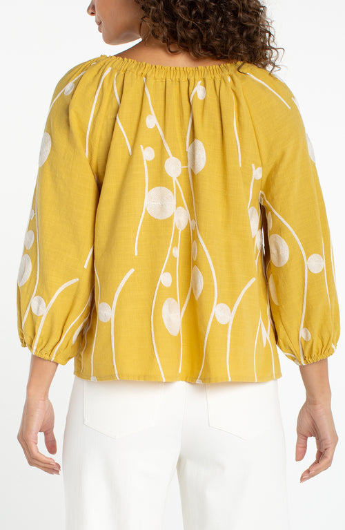 3/4 Sleeve Woven Blouse