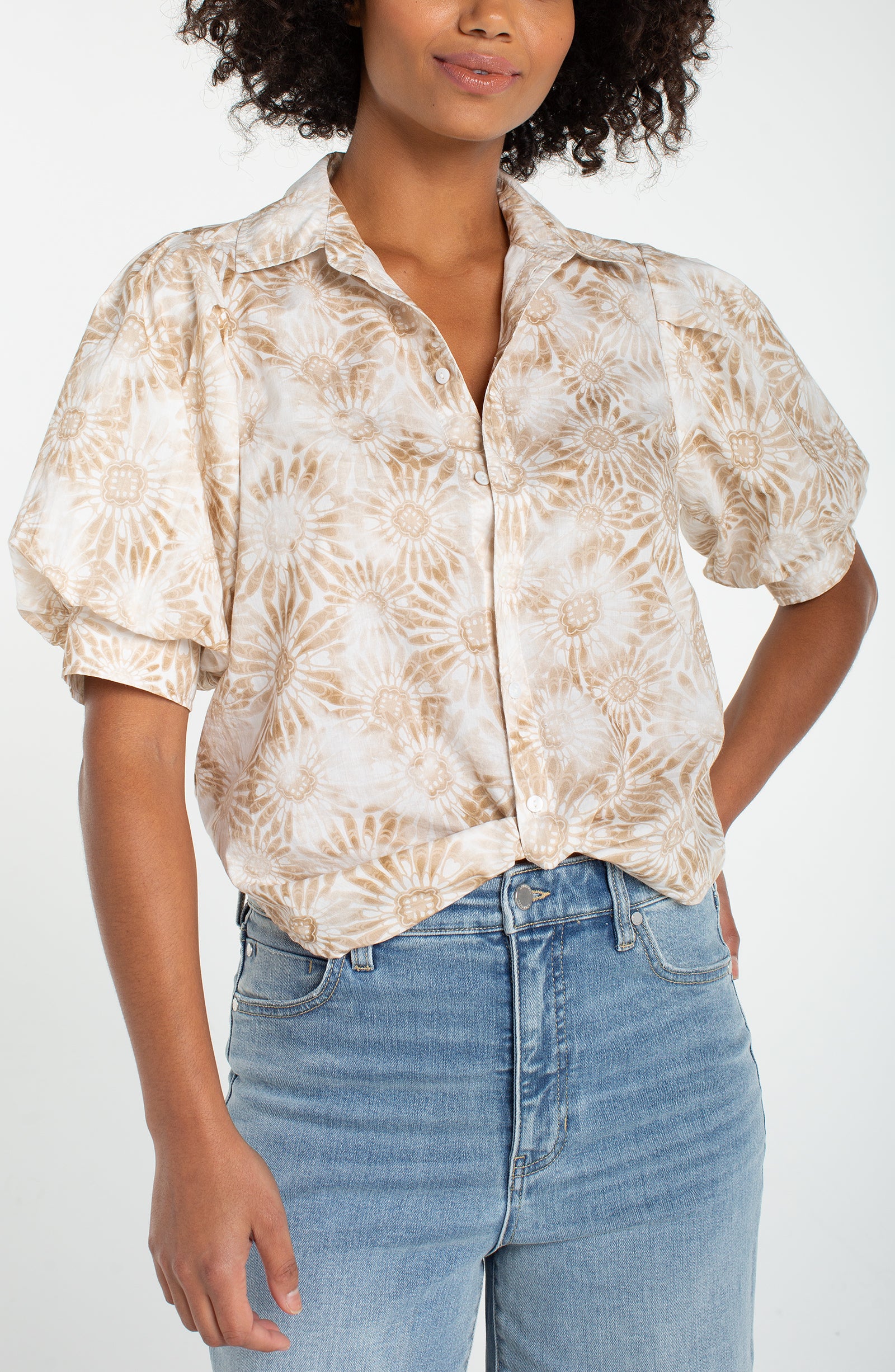Puff Sleeve Woven Top