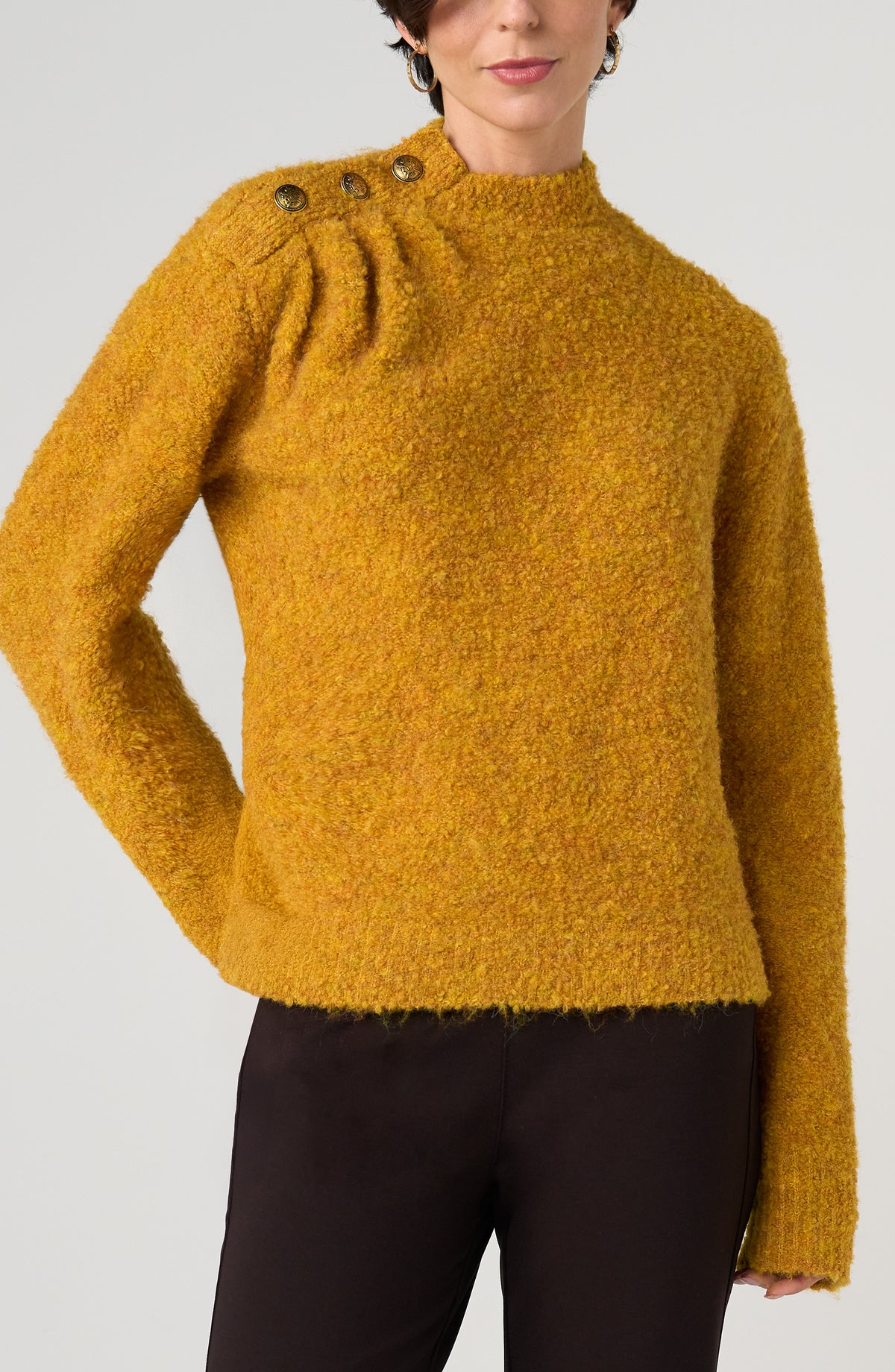 Mock neck Sweater With Buttons