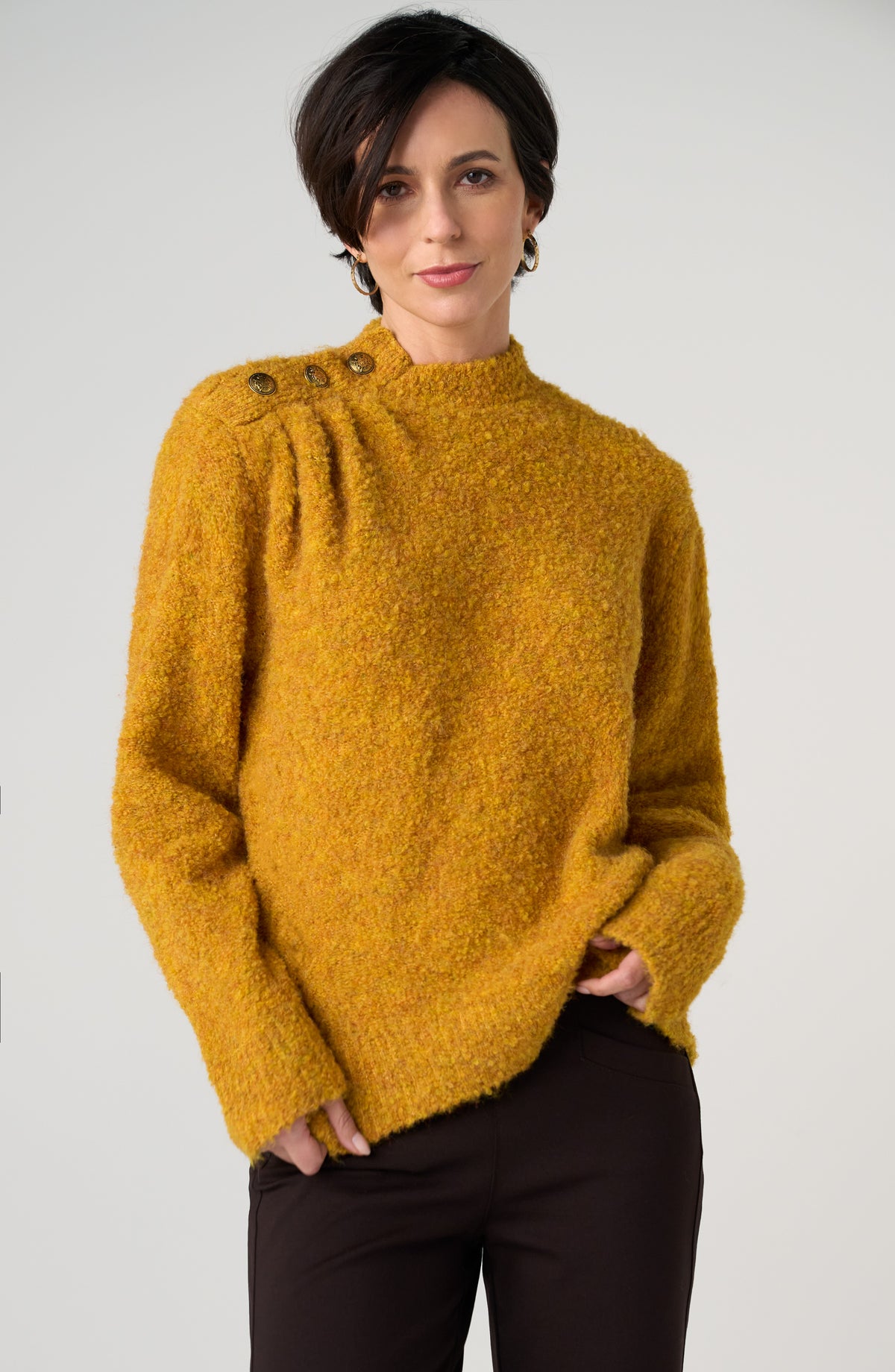 Mock neck Sweater With Buttons