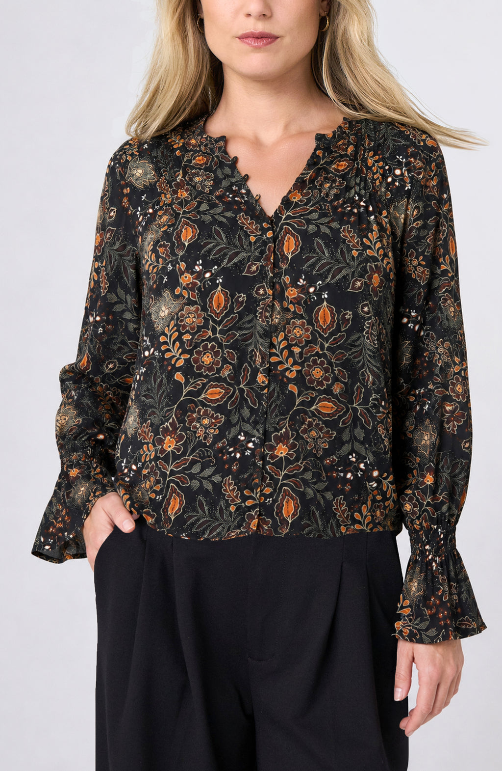 Pintuck Woven Blouse