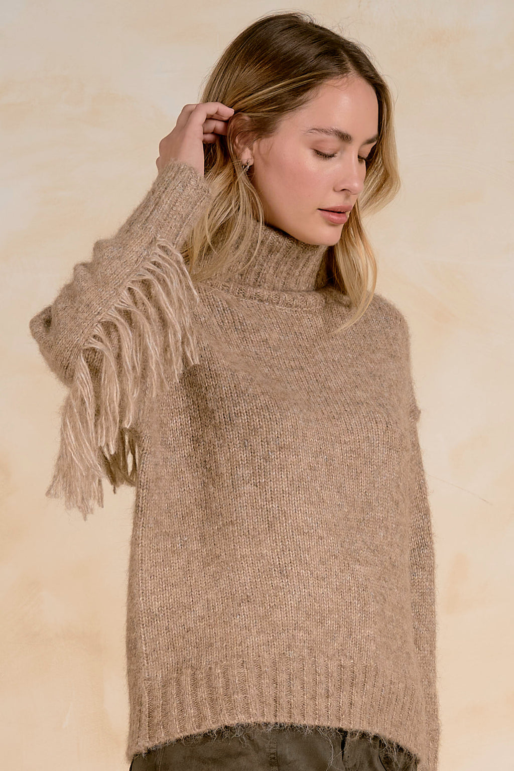 Fringe Turtleneck Sweater