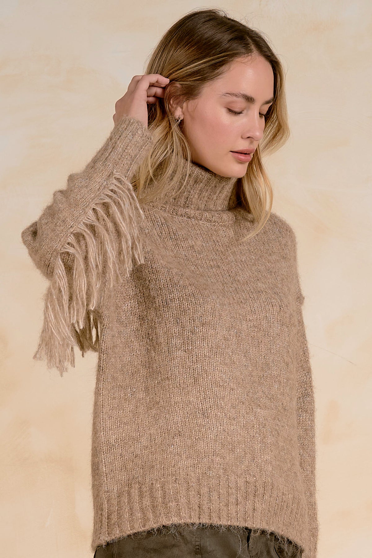 Fringe Turtleneck Sweater