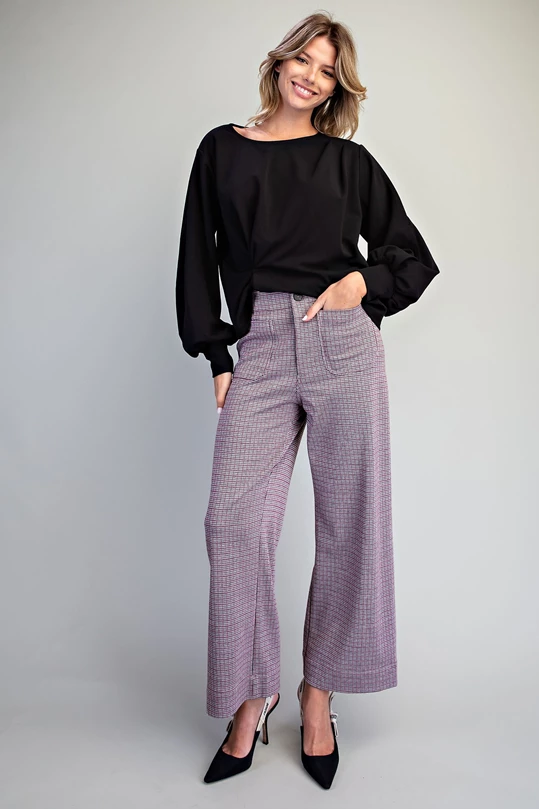 Plaid Straight Leg Pants