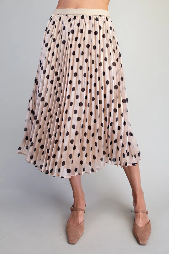Polka Dot Pleated Skirt