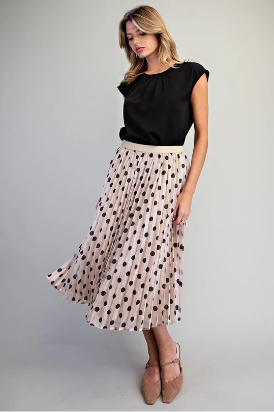 Polka Dot Pleated Skirt